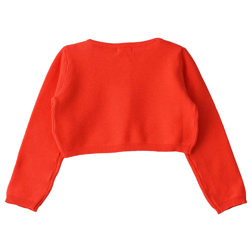 Jelliene - Full Sleeves Front Buttoned Cardigan - Orange