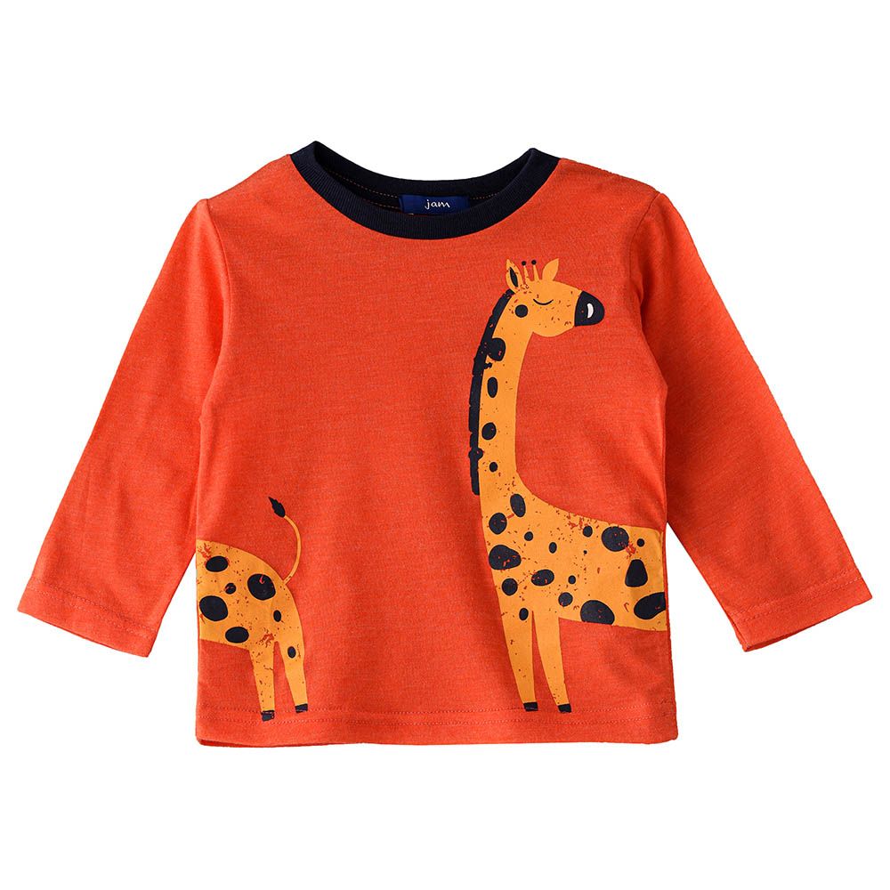 Jam - Knit Top w/ Giraffe Print - Orange