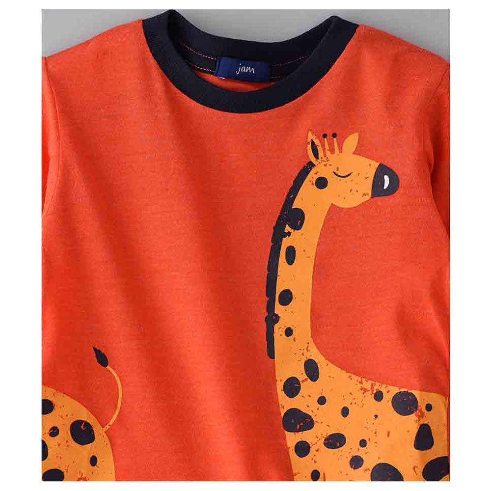 Jam - Knit Top w/ Giraffe Print - Orange