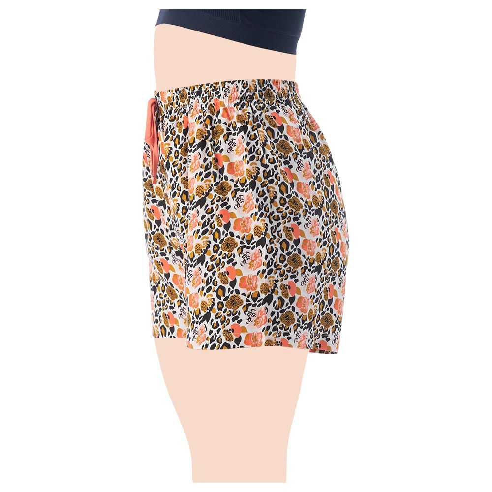 Lacy Dreams - 2pc-Set Shorts Solid Peach & Floral Printed Orange