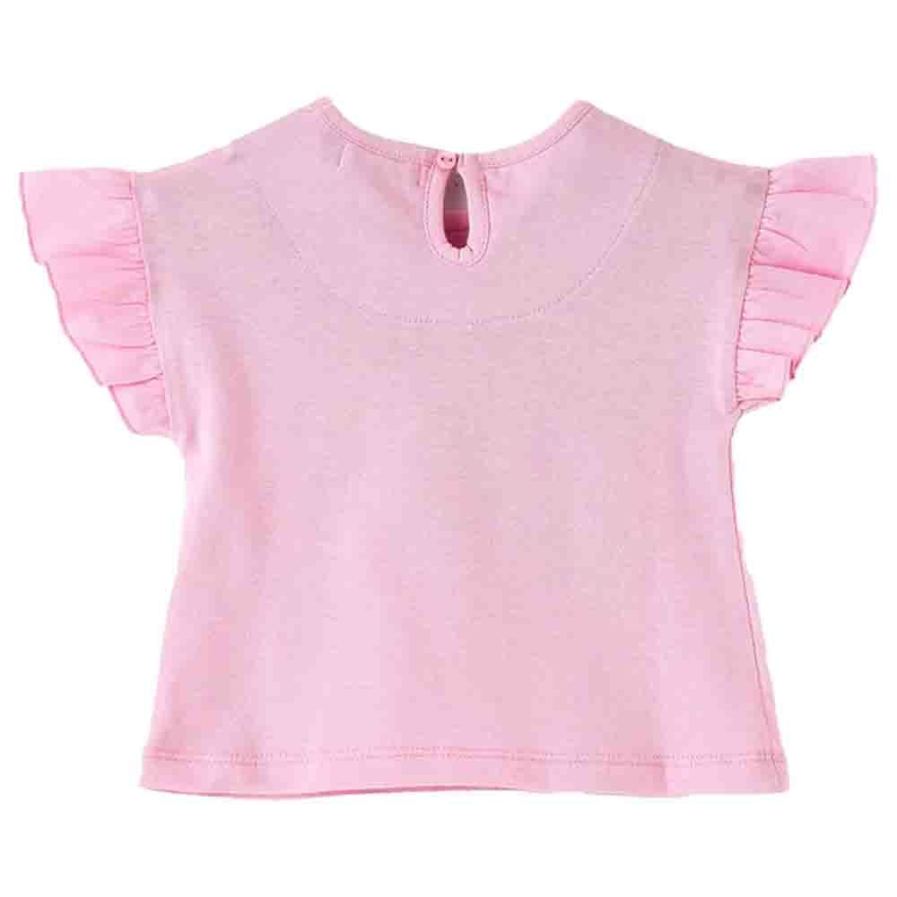 Jelliene - Knit Top W/ Frill Sleeves - Pink