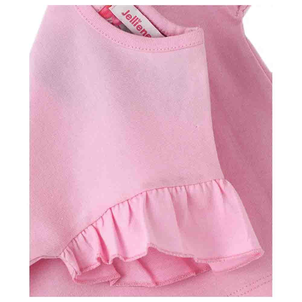 Jelliene - Knit Top W/ Frill Sleeves - Pink