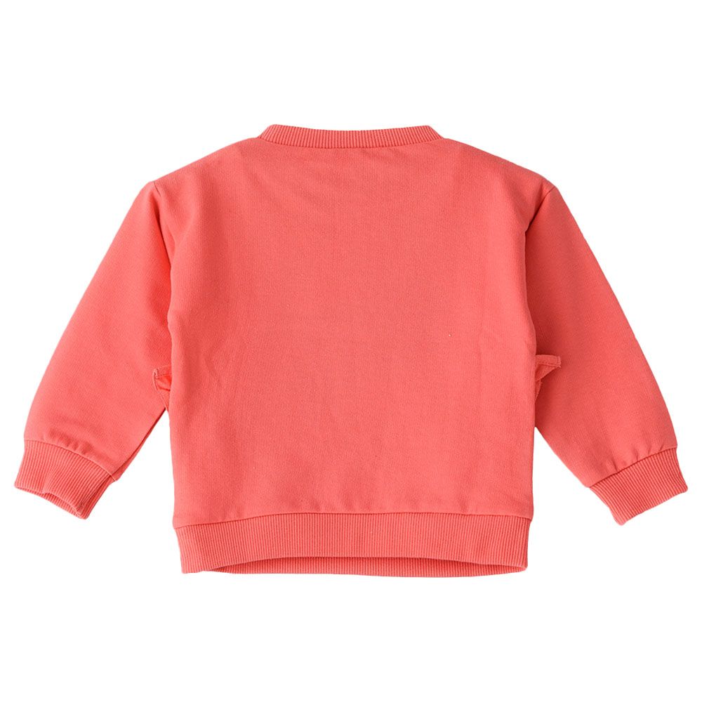 Jelliene - Sweat Top w/ Happy Print - Coral