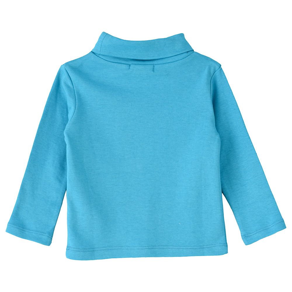 Jelliene - Solid Basic Turtle Neck Knit Top - Blue