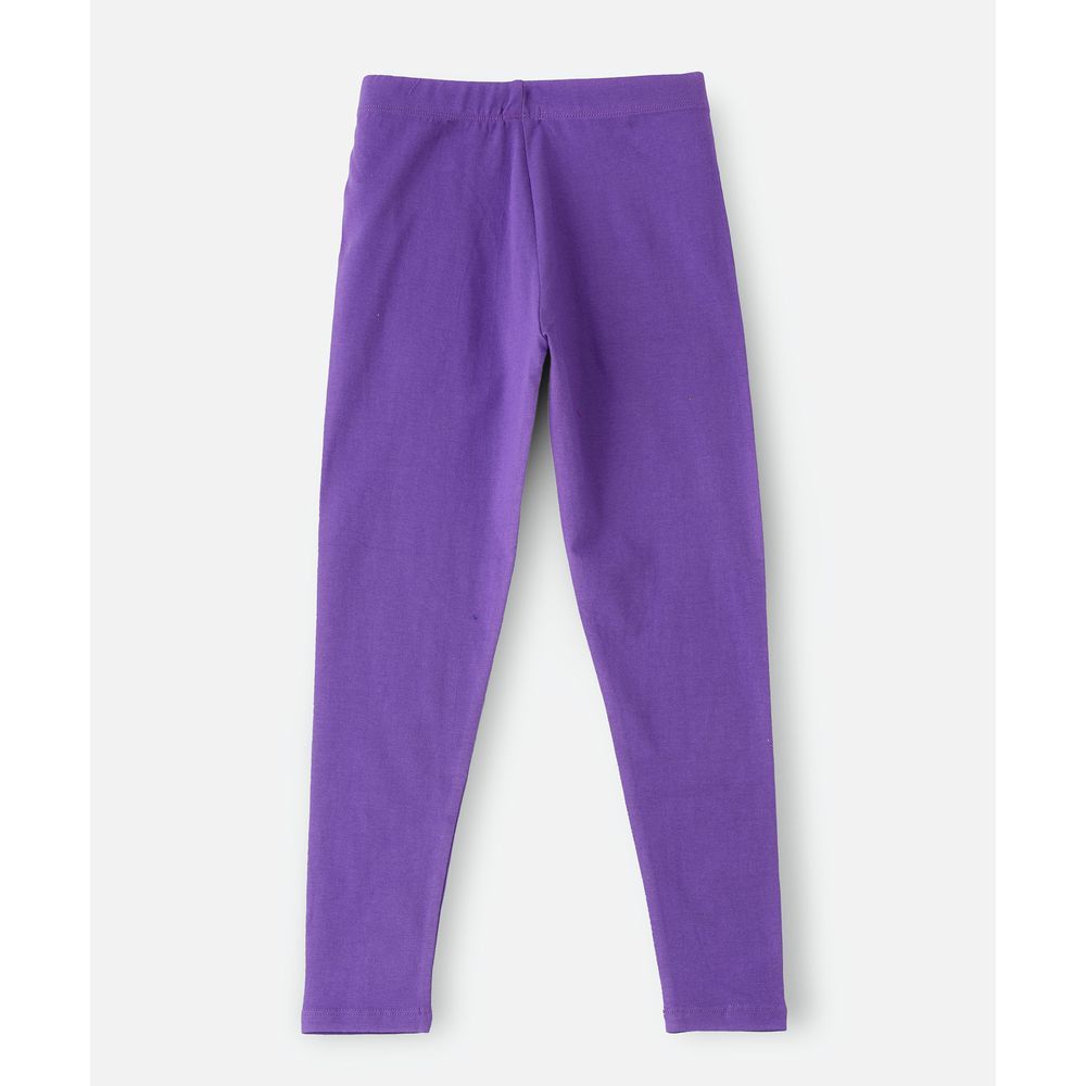 Jelliene - Solid Knit Legging - Purple