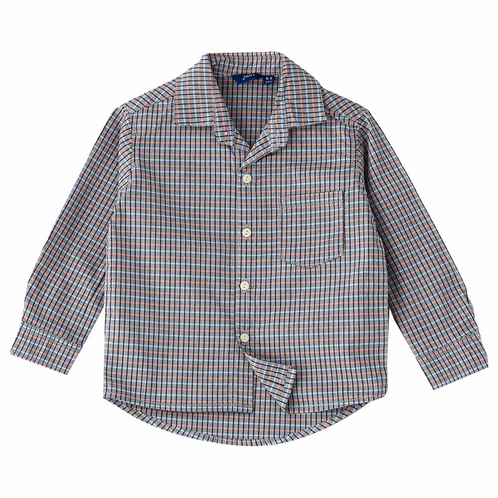 Jam - Woven Checks  Long Sleeve Polo - Grey