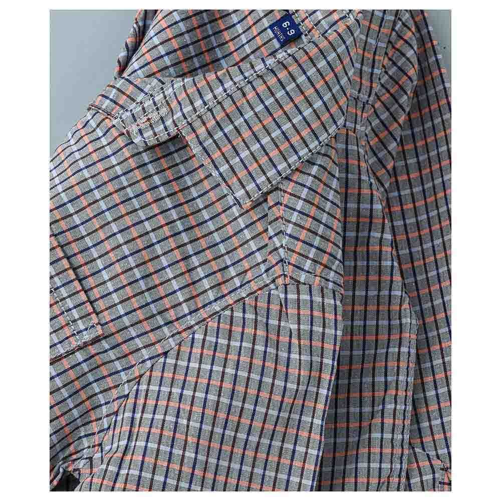 Jam - Woven Checks  Long Sleeve Polo - Grey