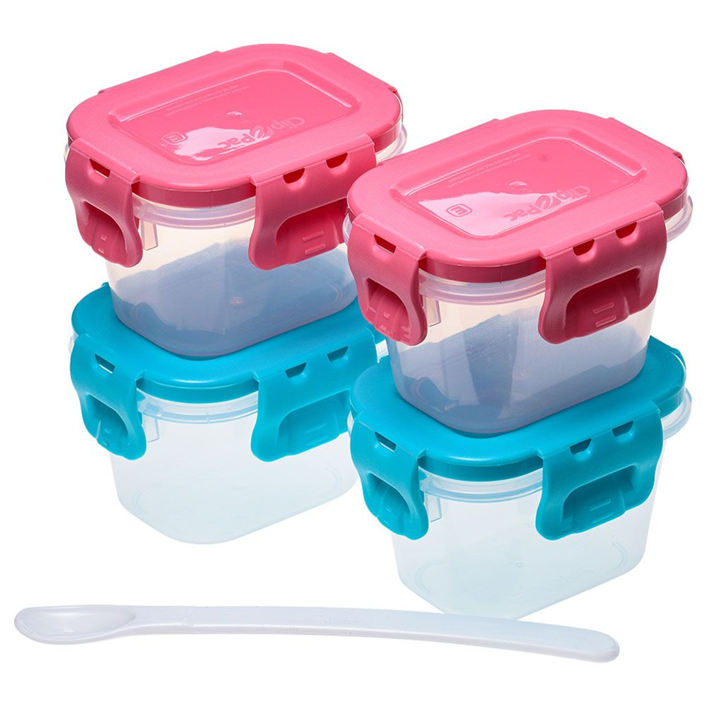 Uniq Kidz - Nanny Baby Food Storage Container 4pcs w/ Spoon - Assorted