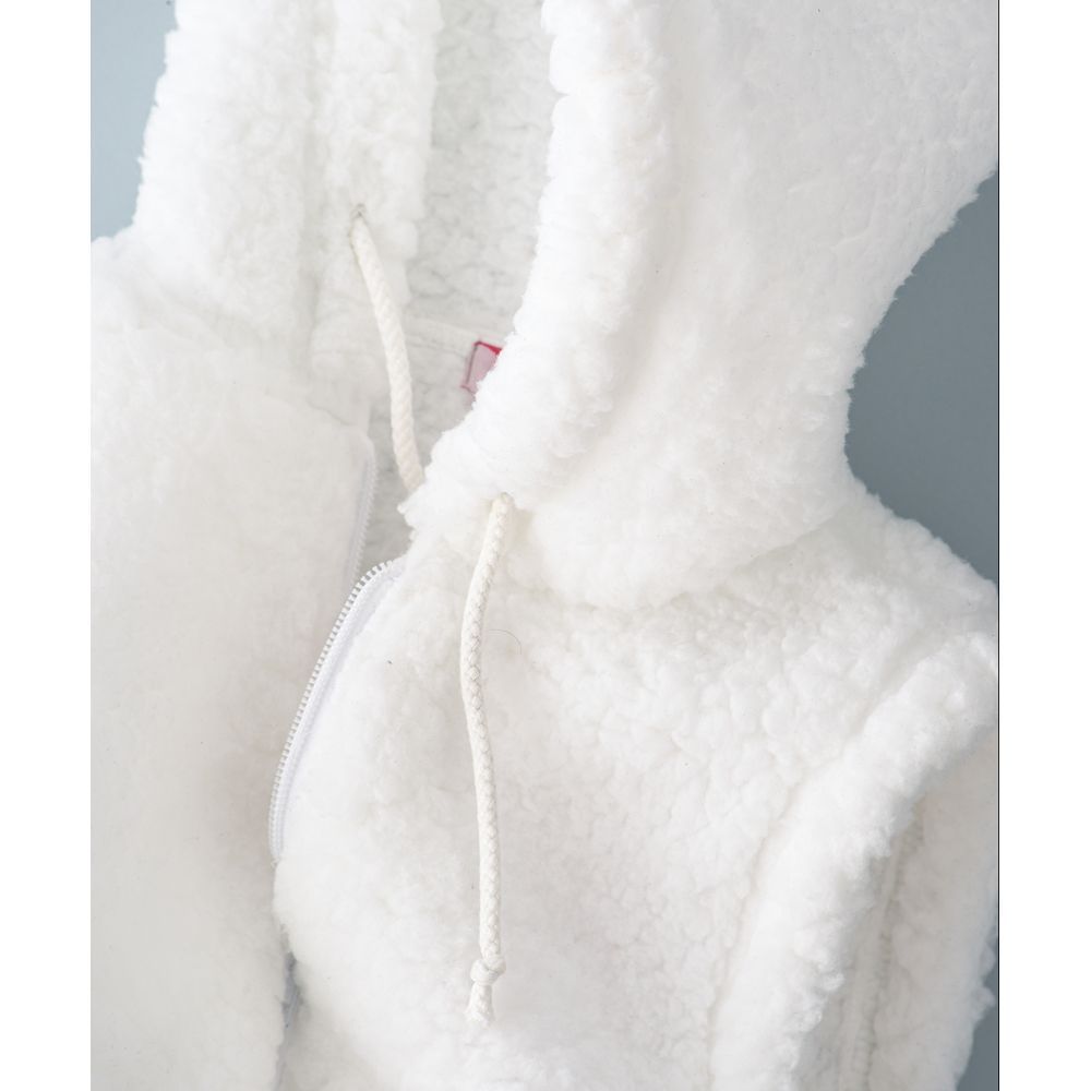 Jelliene - Sleeveless Hooded Jacket W/ Front Zip - White 