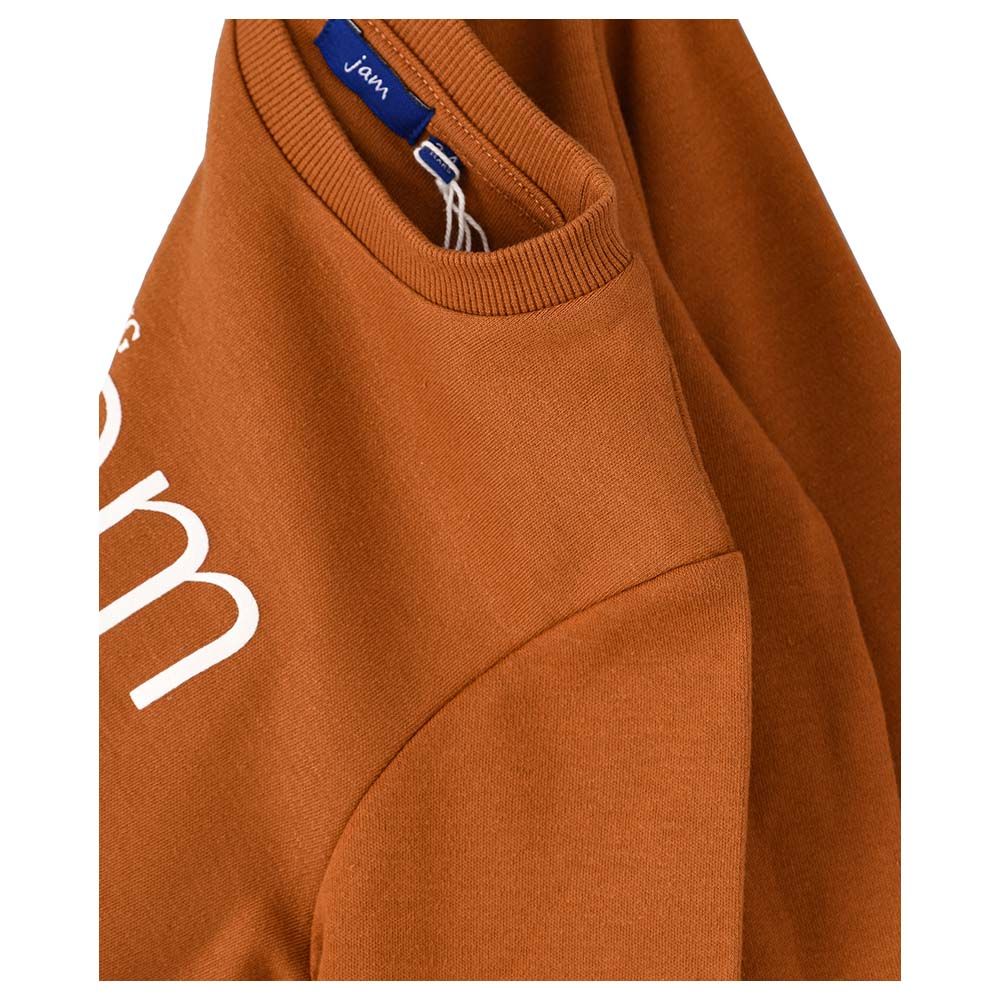 Jam - Knit Sweat Top With Text At Front - Brown