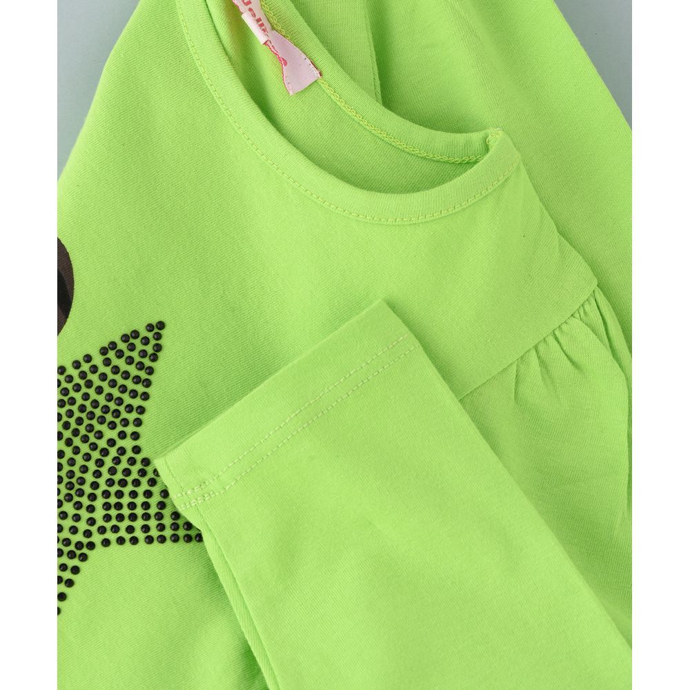 Jelliene - Knit T-Shirt W/ Print - Green