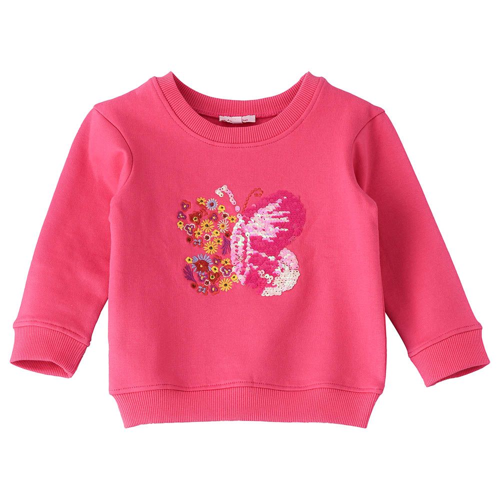 Jelliene - Sweat Top W/ Sequins Work At Front - Pink