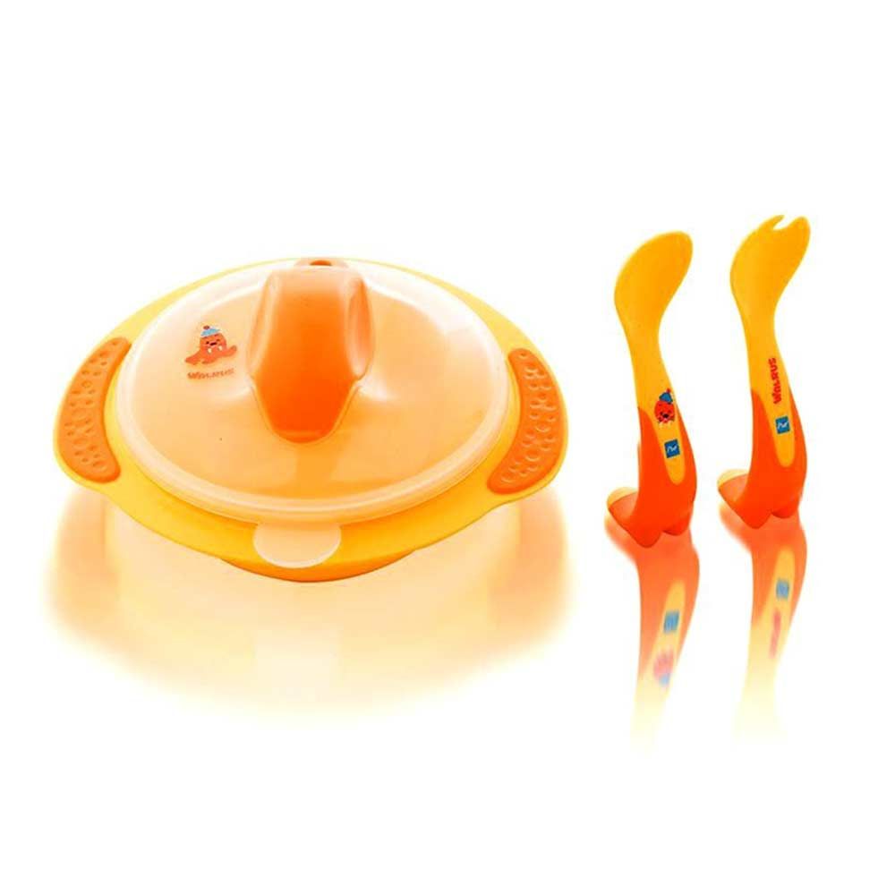 PUR - Walrus Mealtime Set - Bowl & Cutlery - Orange