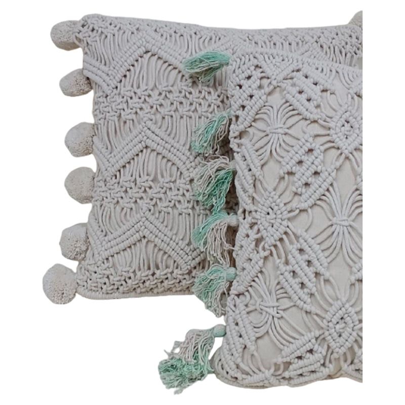 Cherrypick - Macrame Wave Cushion Cover W/ Pillow - Grey