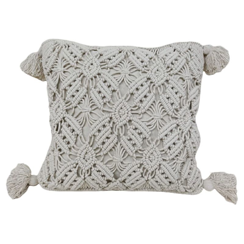 Cherrypick - Macrame Cushion Cover W/ Pillow - Grey