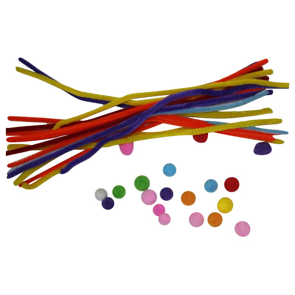 Mindset - Pompom & Pipe Cleaner Plush Sticks - Assorted