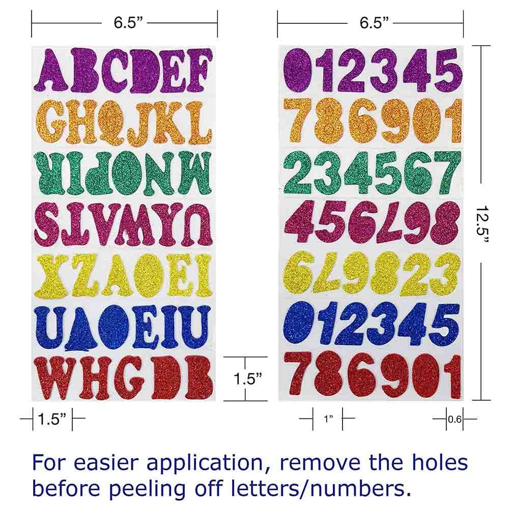 Mindset - Glitter Eva Foam Stickers, Numbers & Alphabet - Assorted