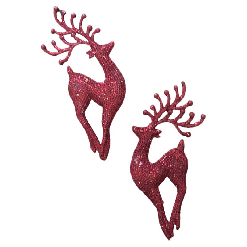 Merry Christmas - Glitter Deer Hanging Decor - Pack of 2