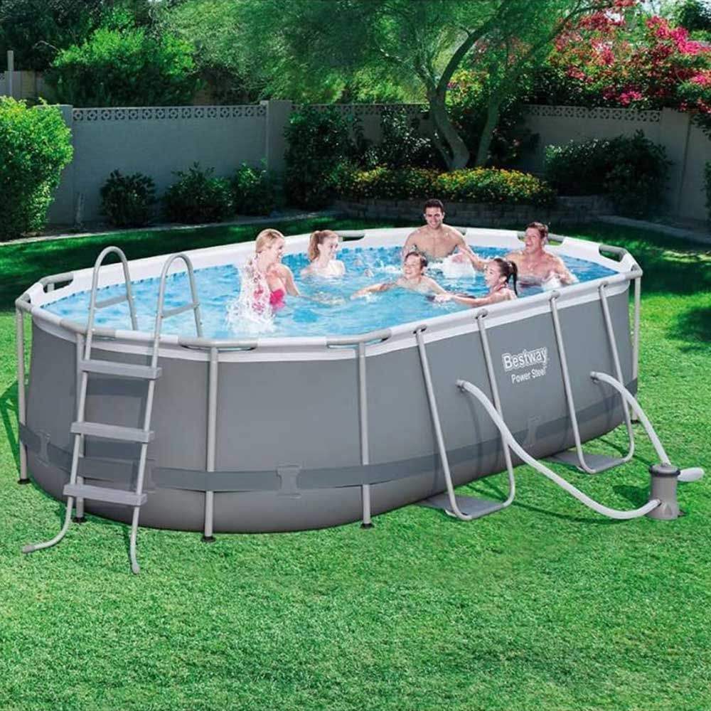 Bestway - AGP Power Steel Oval Frame Pool - Grey