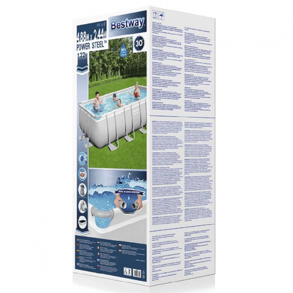 Bestway - Power Steel Rectangular Above Ground Pool Set 488x244x122cm