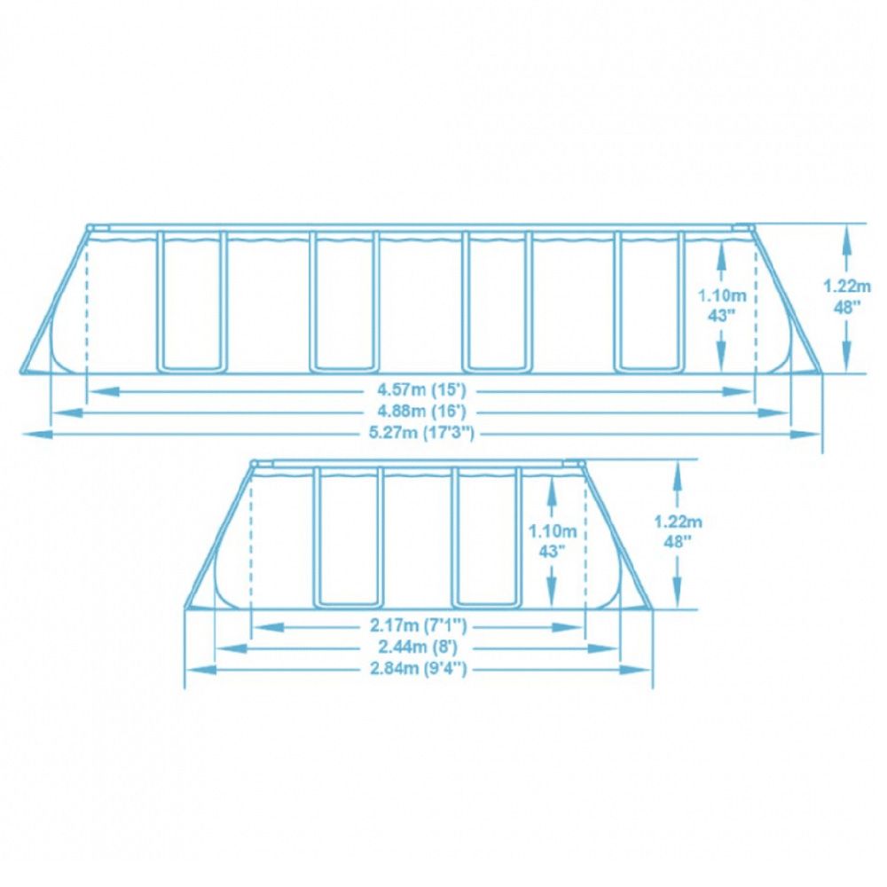 Bestway - Power Steel Rectangular Above Ground Pool Set 488x244x122cm