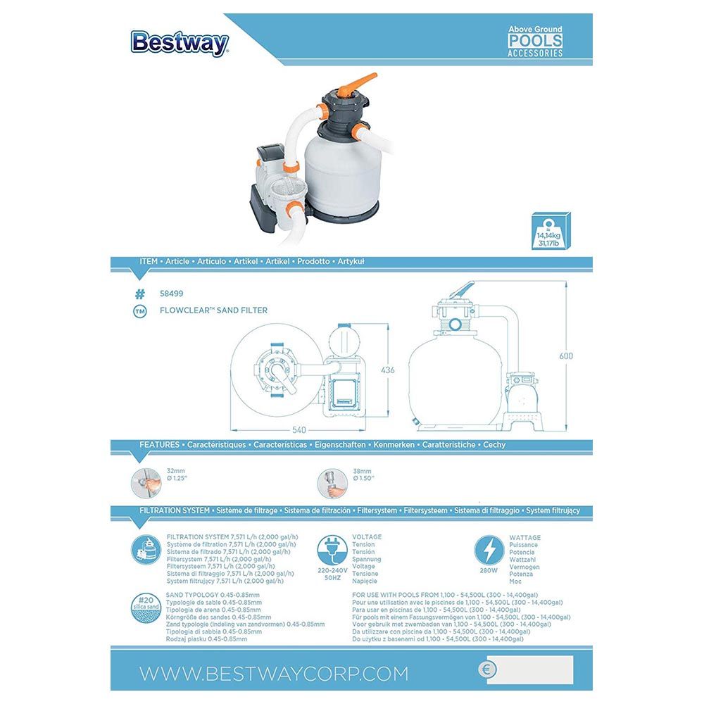 Bestway - Flowclear 2000 Gal Sand Filter