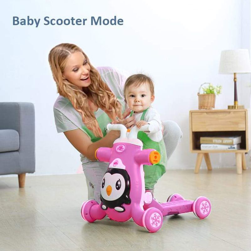 Megastar 3-In-1 Multifunction Penguin Baby Walker - Pink