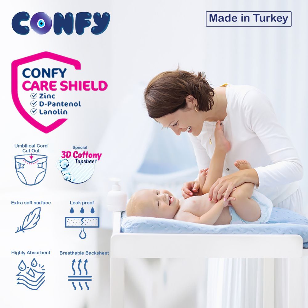 Confy - Premium Baby Diapers Jumbo Single Pack- New Born Size 1 - 4-6kg - 80 Diapers