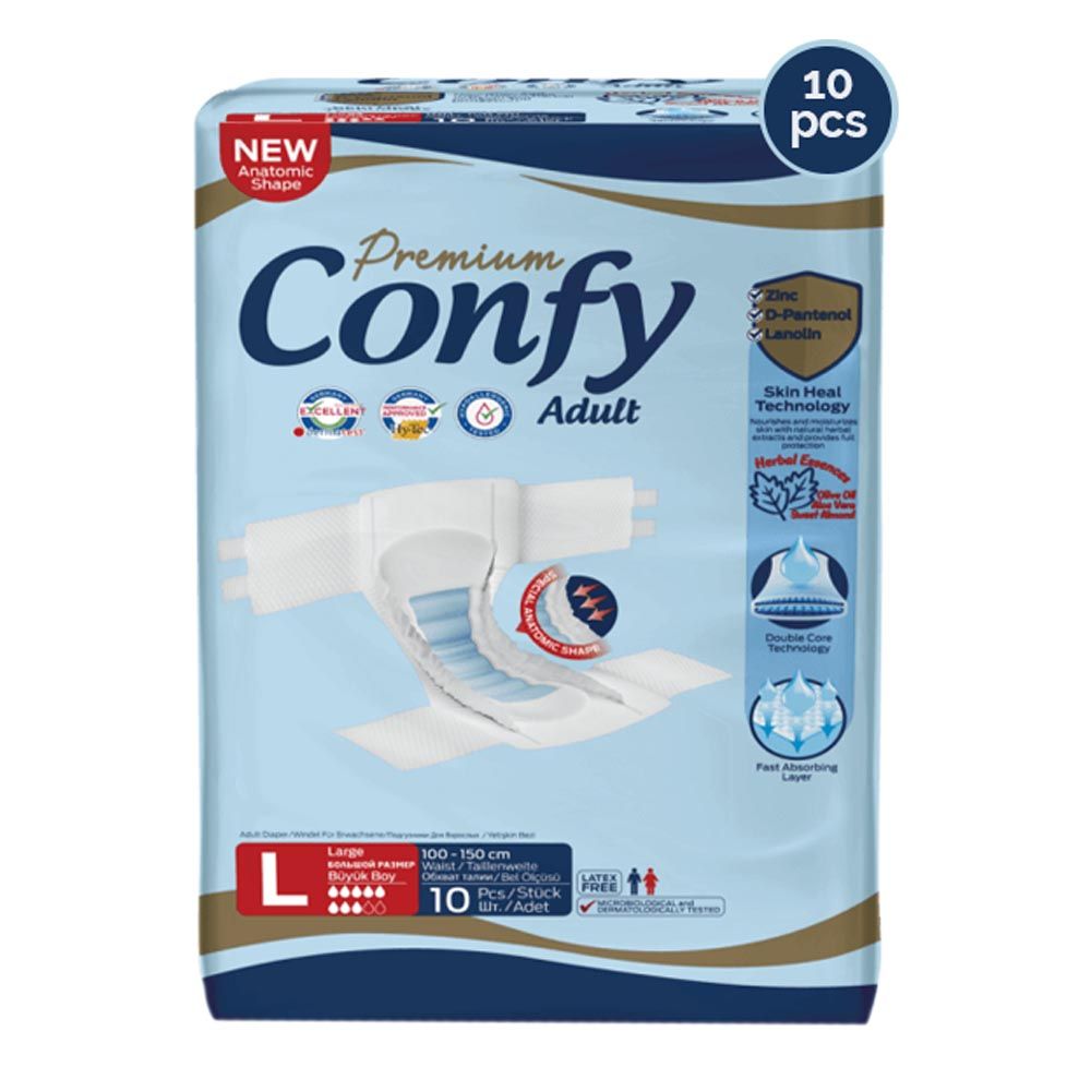 Confy - Premium Adult Daipers - Large Standard 10pcs