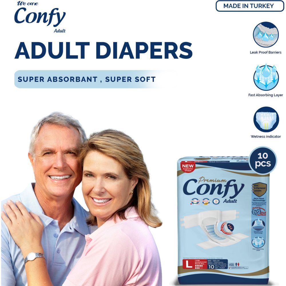 Confy - Premium Adult Daipers - Large Standard 10pcs