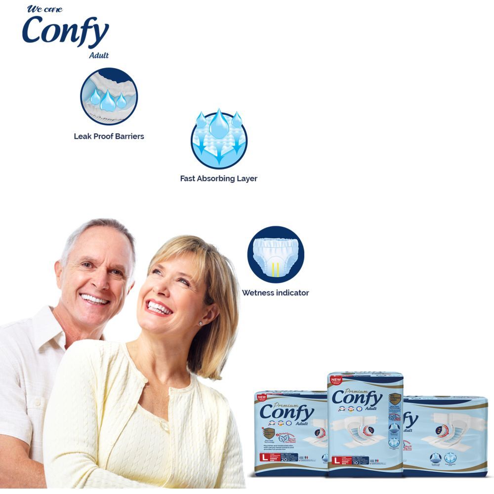 Confy - Premium Adult Daipers - Large Standard 10pcs