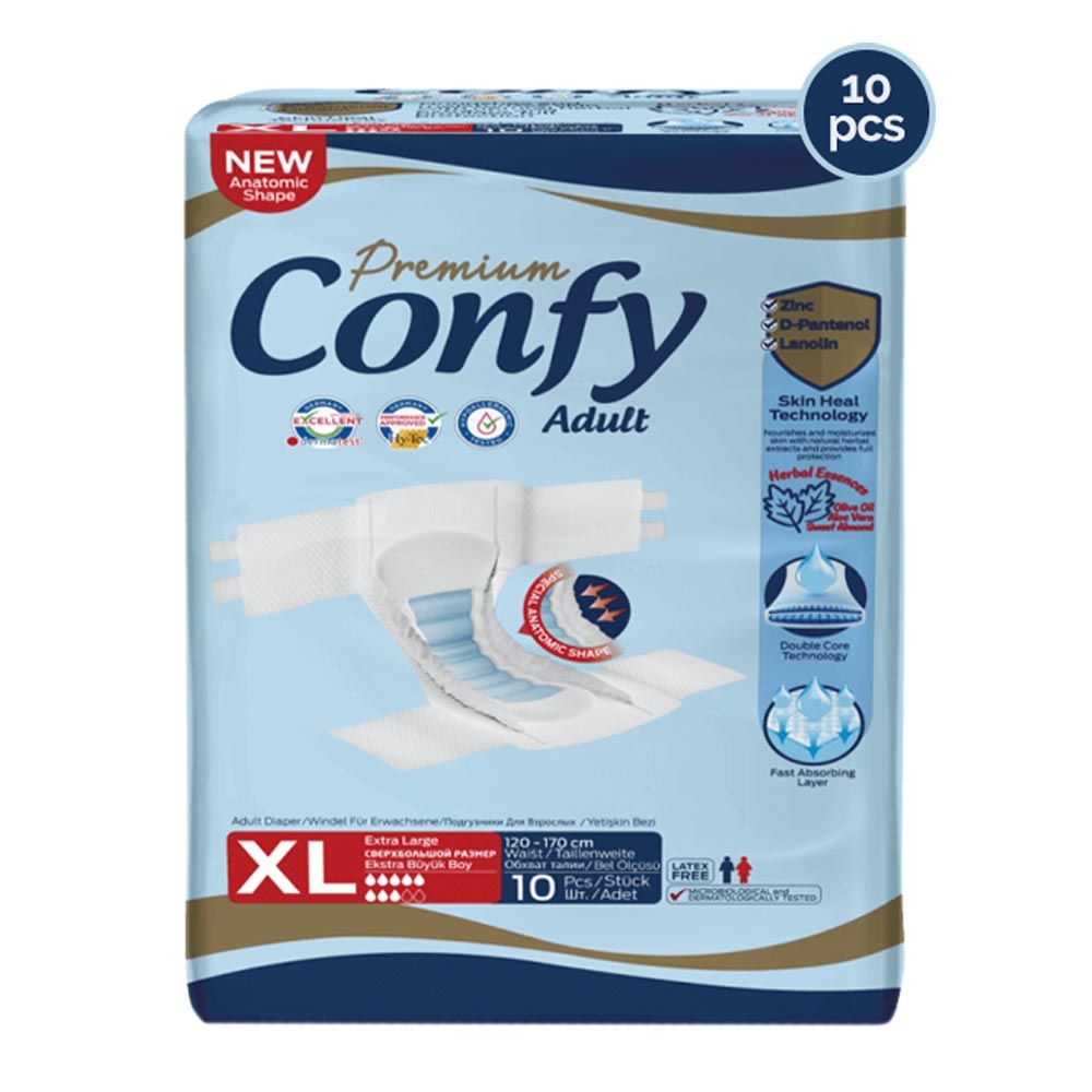 Confy - Premium Adult Daipers - Extra Large Standard 10pcs