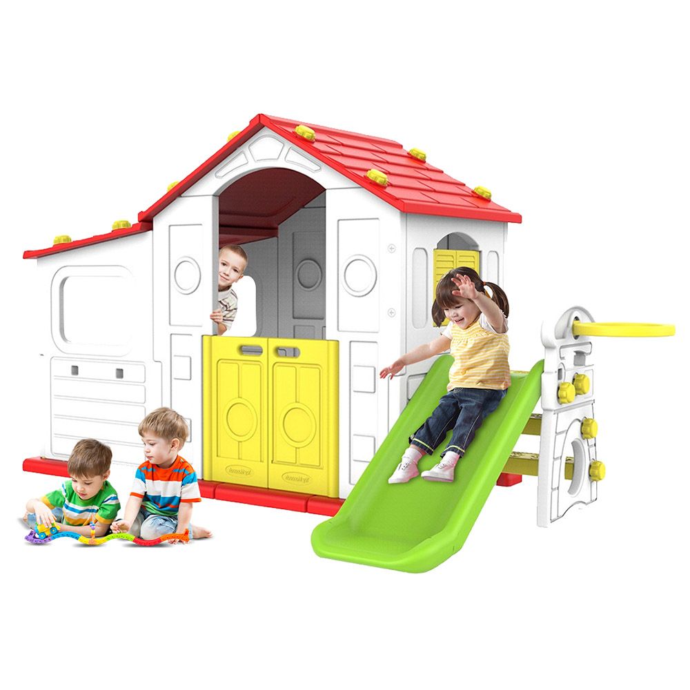 Megastar - Double Fun Sunshine Playhouse w/ Play Shed, Hoops N Slide