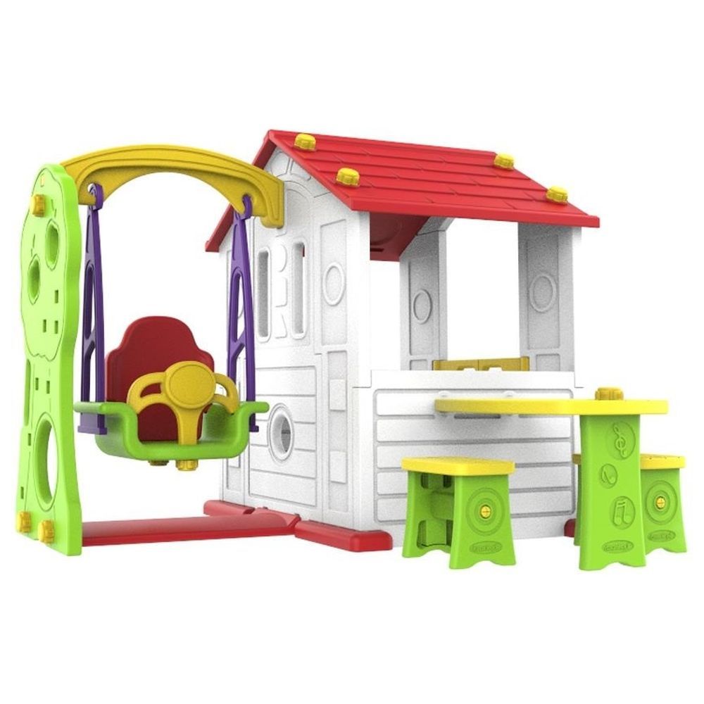 Megastar - Sun N Shine Playhouse W/ Swing, Picnic Table & Chairs 