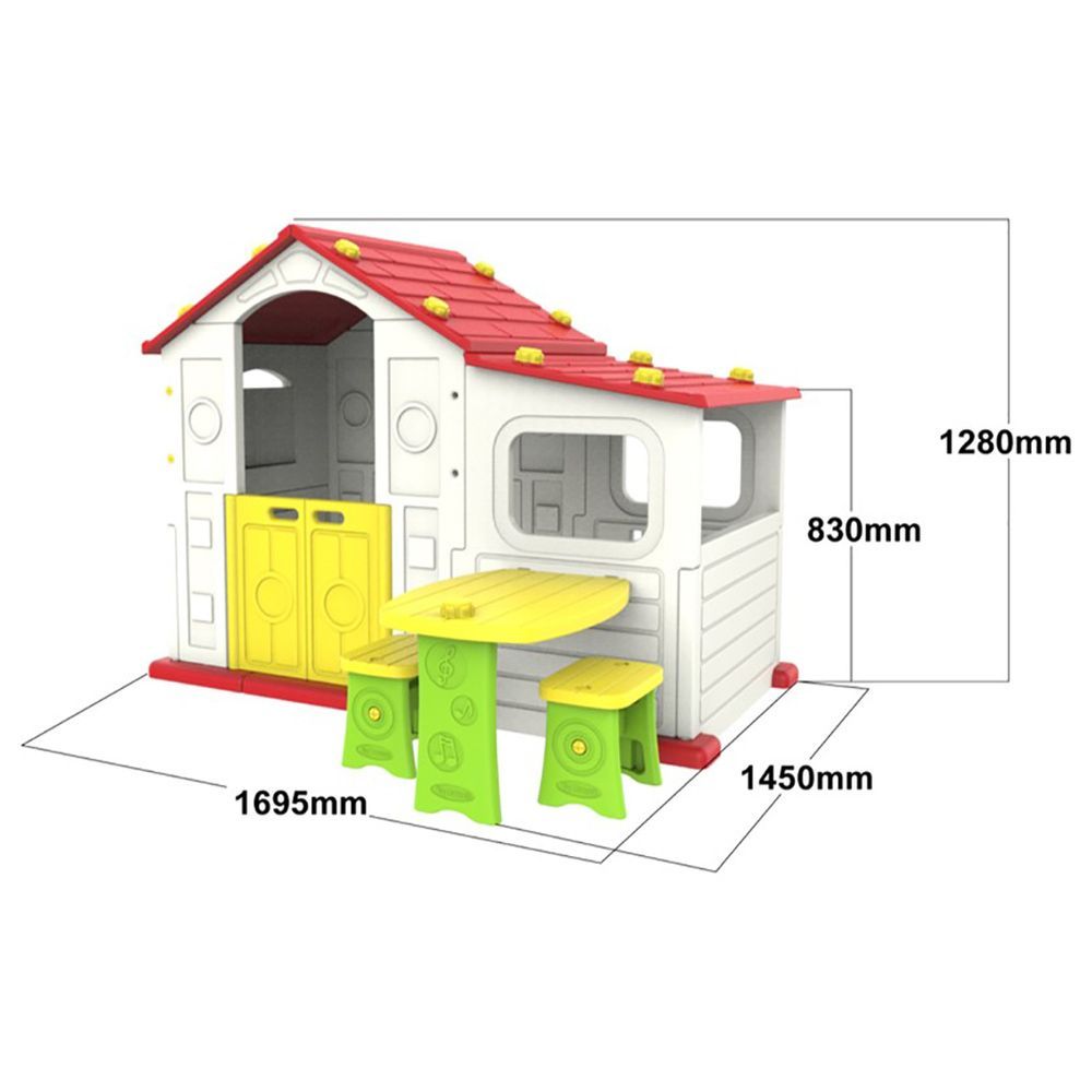 Megastar - Sun N Shine Playhouse W/ Swing, Picnic Table & Chairs 