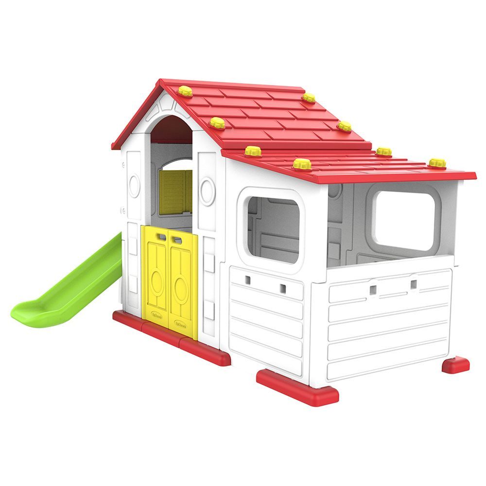 Megastar - Sun N Shine Big Playhouse W/ Slide, Swing & Basketball Ring