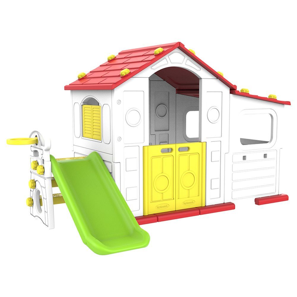 Megastar - Sun N Shine Big Playhouse W/ Slide, Swing & Basketball Ring