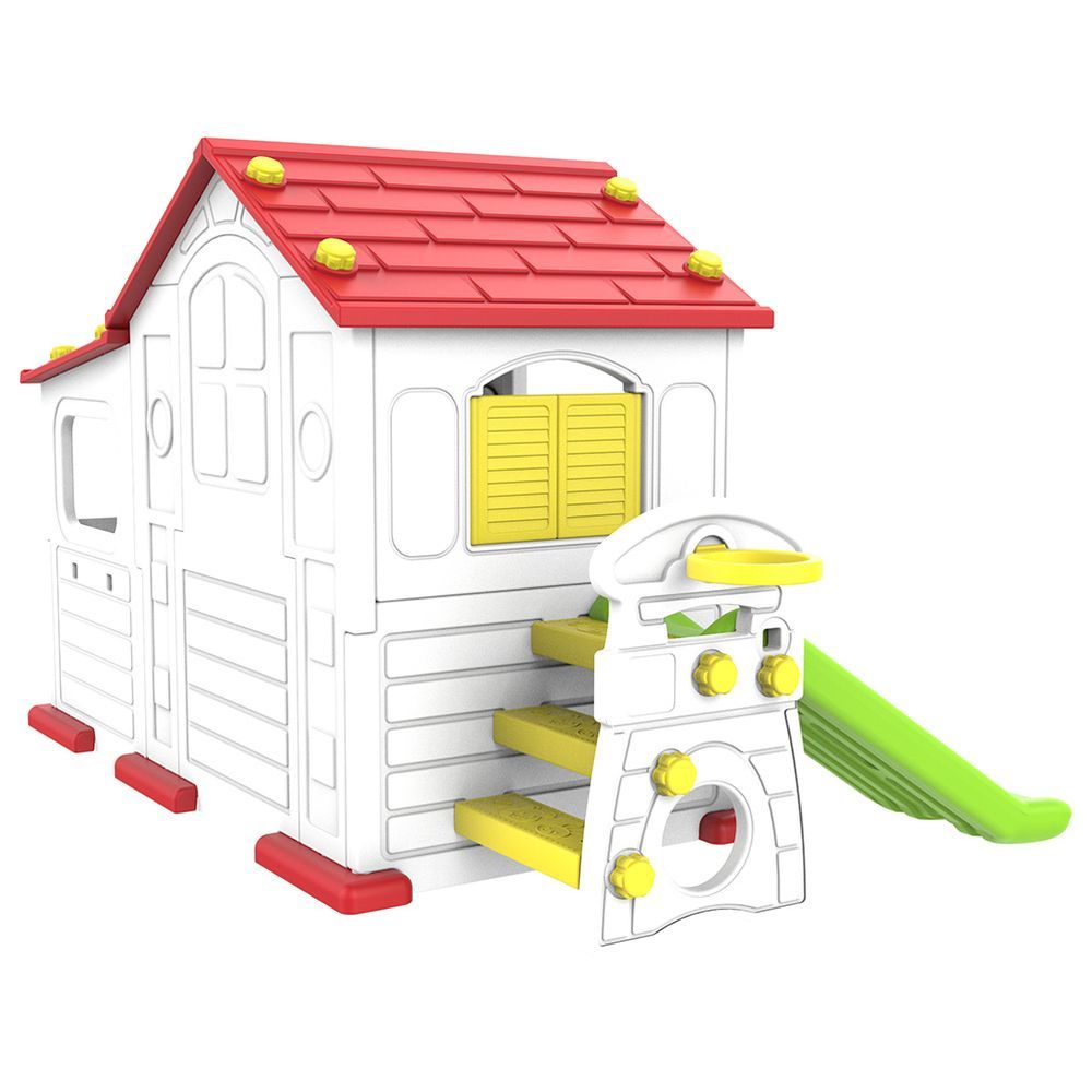 Megastar - Sun N Shine Big Playhouse W/ Slide, Swing & Basketball Ring