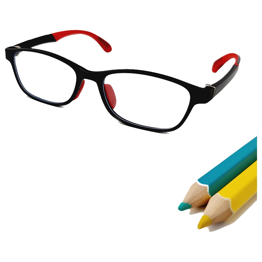 Megastar - Rectangular Blue Light Blocking Eye Glasses - Black/Red