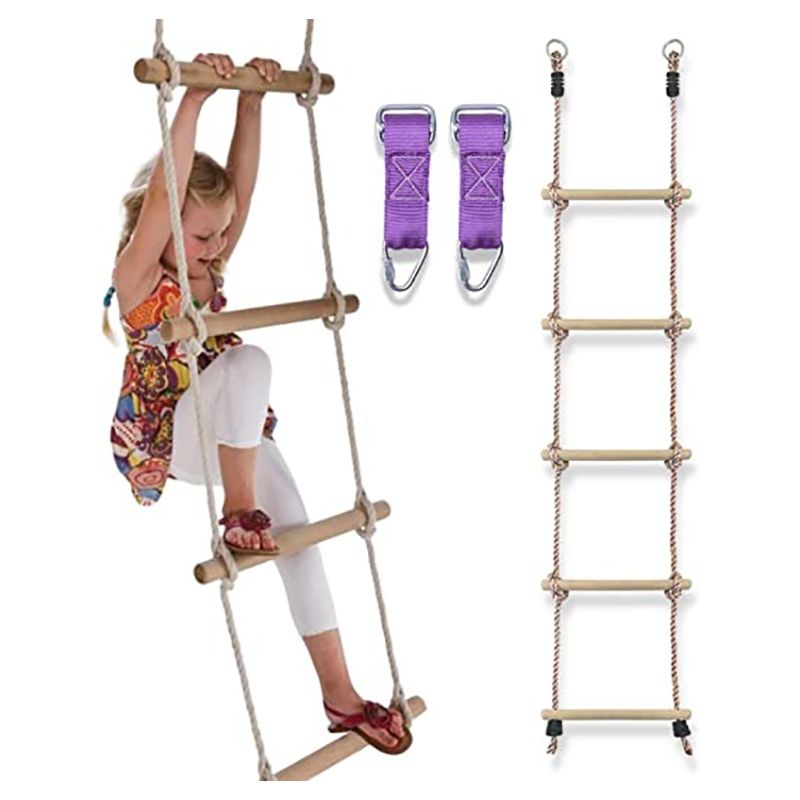 Megastar - Wooden Adjustable Climbing Rope W/ Hooks & Grip