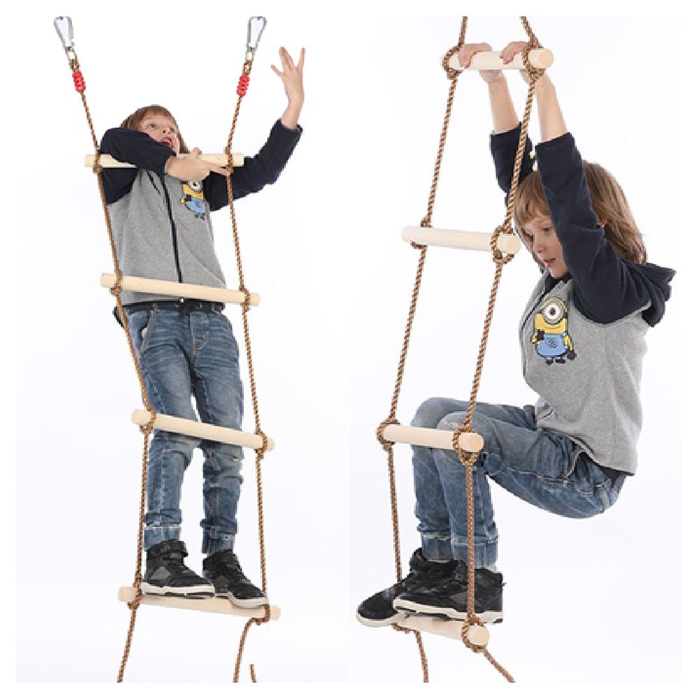 Megastar - Wooden Adjustable Climbing Rope W/ Hooks & Grip