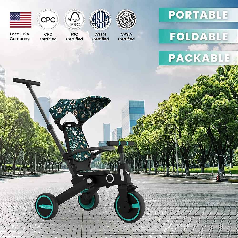 Megastar - 7-In-1 Foldable & Reversible Tricycle Stroller - Blue