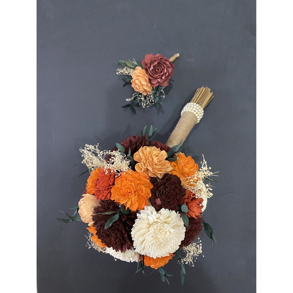 Eco Flowers - Wedding Bouquet W/ Buttonnairre