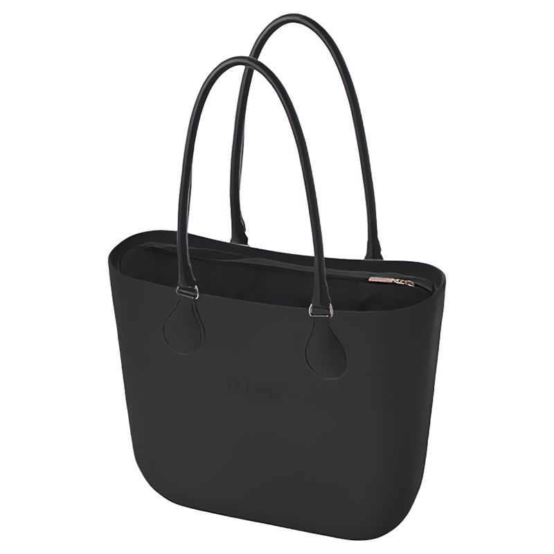 O Bag - Classic w/ Long Tubular Handles Handbag - Black