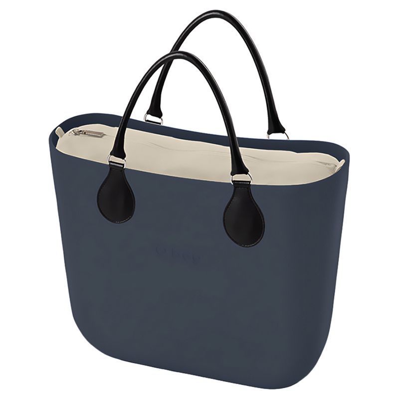 O Bag - Mini w/ Short Tubular Eco Handbag - Navy Blue