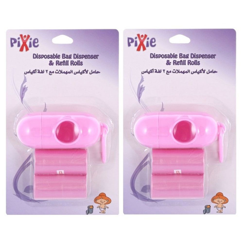 Pixie - Disposable Dispenser Bag & Refill, Pink (Bundle of 2)