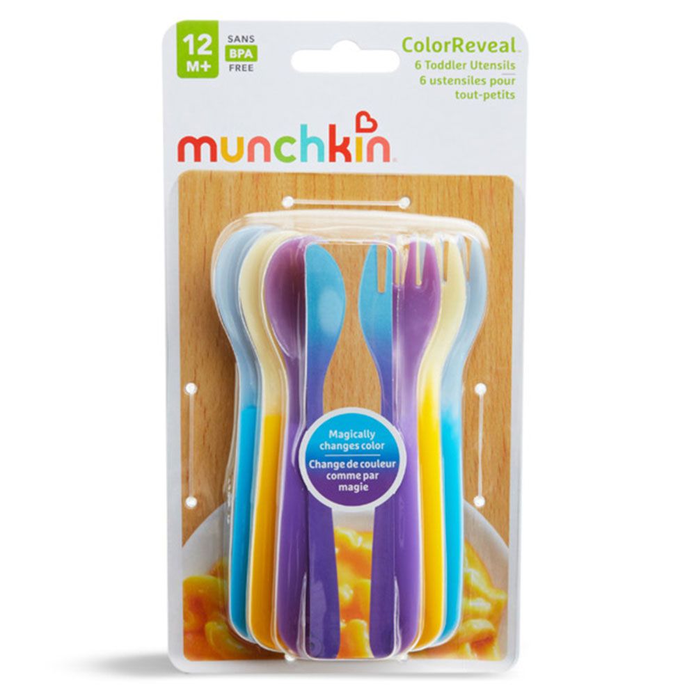 Munchkin - Hot/Cold Color Changing Toddler Forks & Spoons - 6pcs