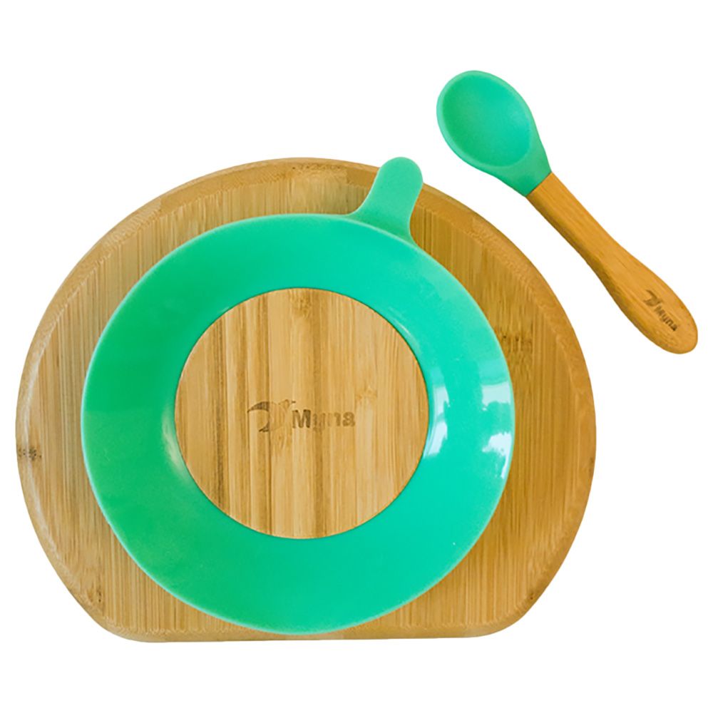 Myna Box - Round Bamboo Plate - Green