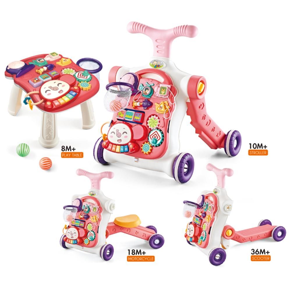 Little Angel - 5-In-1 Baby Musical Activity Stroller & Table - Pink