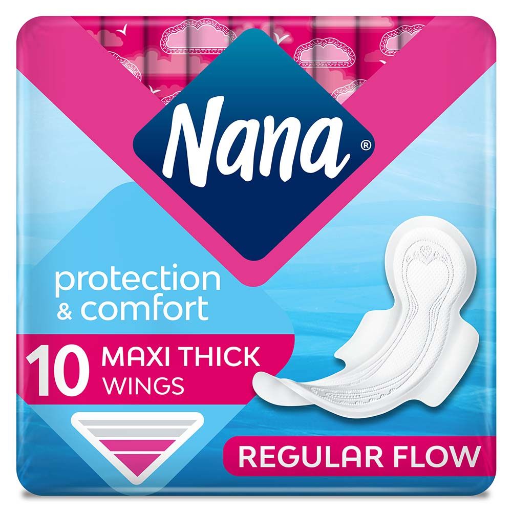 Nana - Maxi Normal Sanitary Pads With Wings, 10 Count